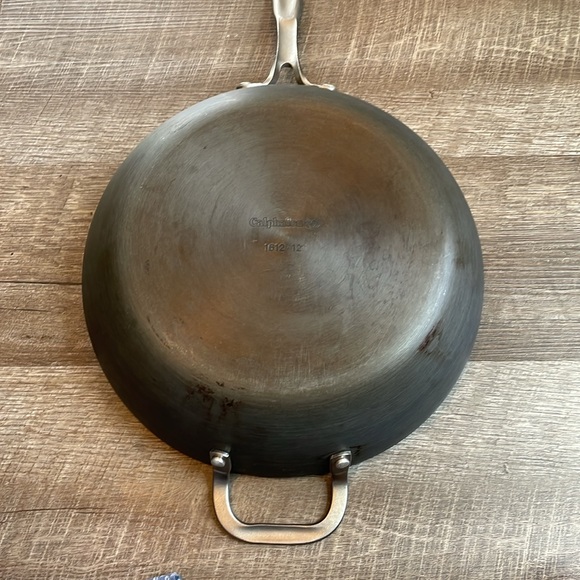 Calphalon 12” Jumbo Deep Sauté Fry Pan #1612 Stainless Hard Anodized Skillet - Picture 7 of 8